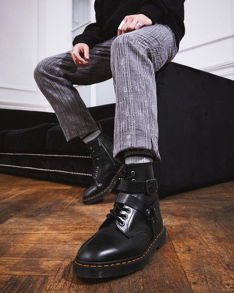 Men's Dr Martens Cristofor Leather Harness Lace Up Boots Black | AU 541KOR